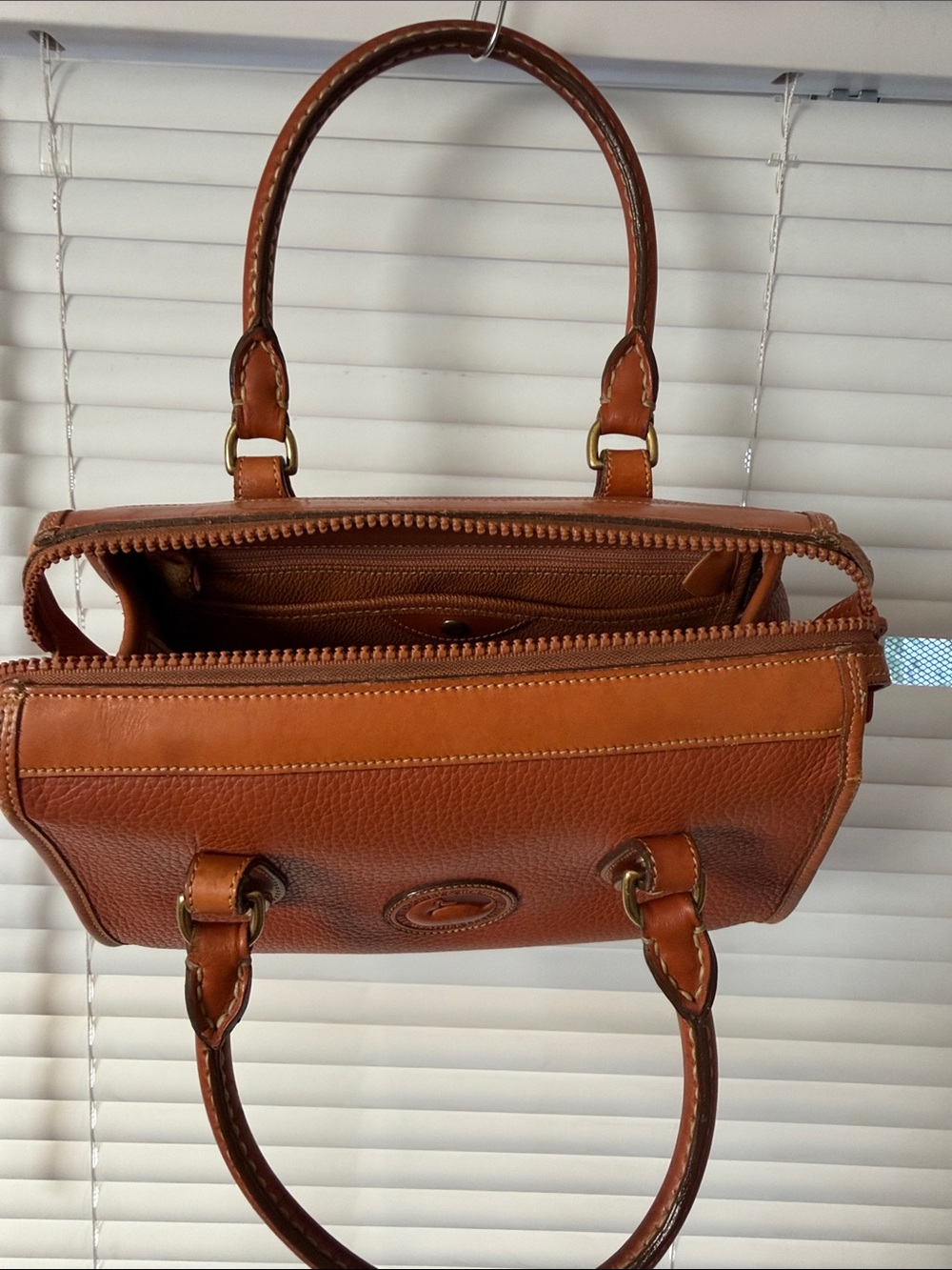 Dooney & Bourke Vintage Pebbled Leather Satchel - Tan Brown - Picture 4 of 16